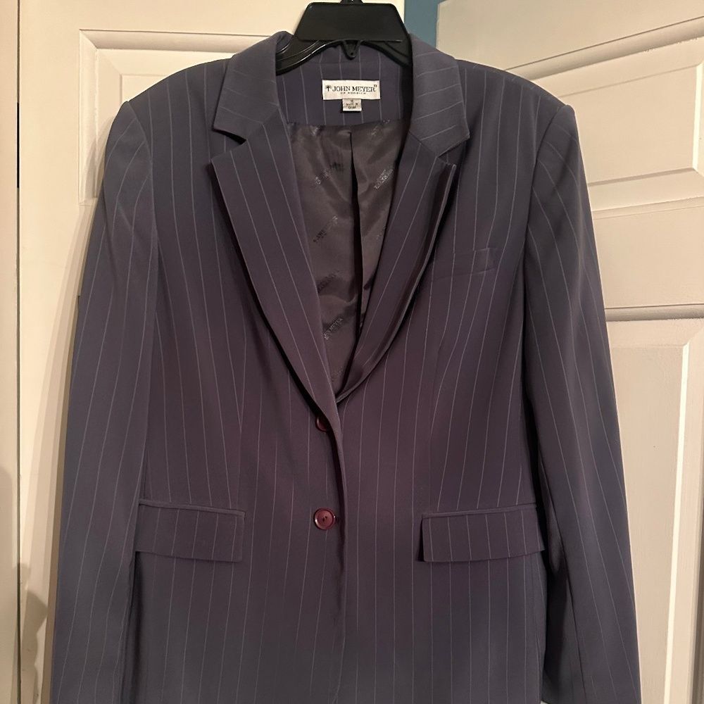 John Meyer Women's Charcoal Gray Pinstripe Blazer Suit Jacket, Size 16